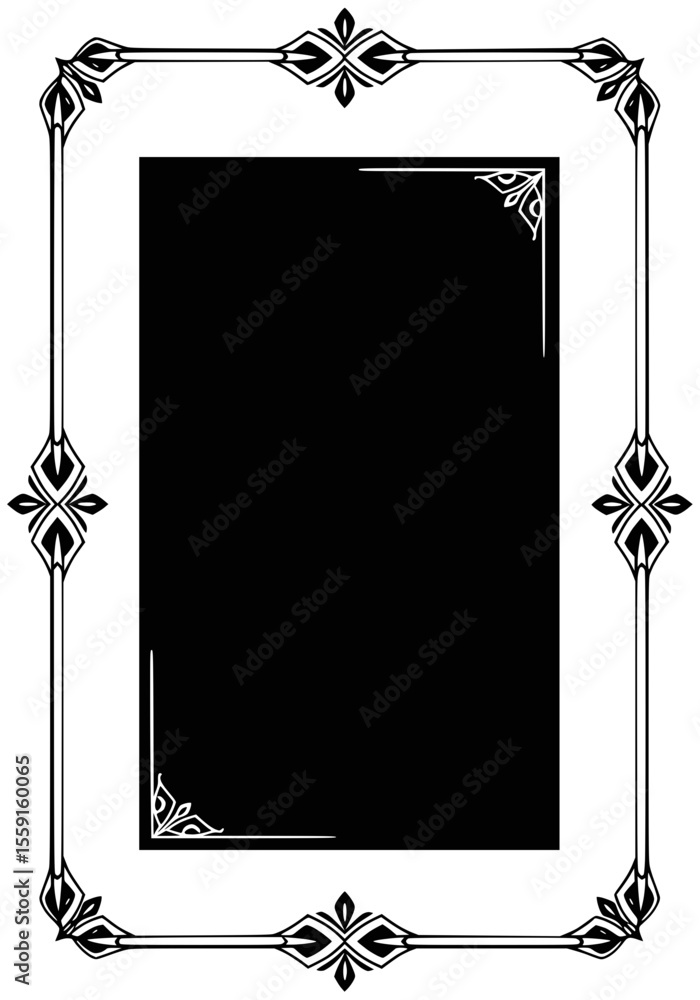 Poster decorative elegant frame design for postcards and typography, isolated vector image on transparent b