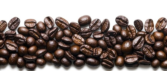 Roasted Coffee Beans Border White Background