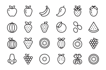 minimal-fruit-line-icons-set-healthy-fruit-vector-illustrations