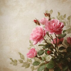 Vintage Pink Roses Illustration Background