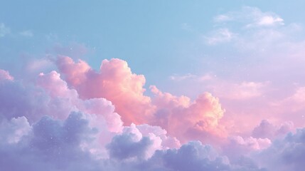 Pastel Dreamy Sky with Fluffy Clouds