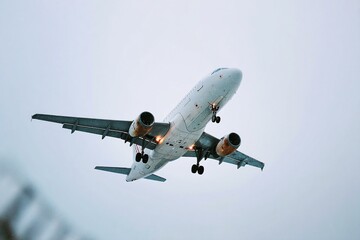 Airplane Landing in Cloudy Sky