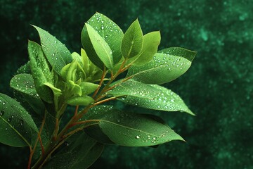Close-up of Fresh Eucalyptus Leaves with Water Droplets
