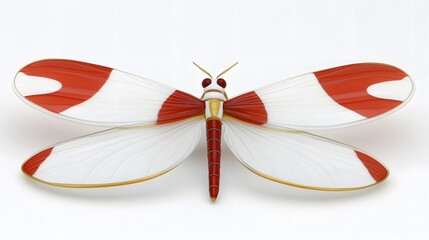 Red and White Glass Dragonfly Insect Art