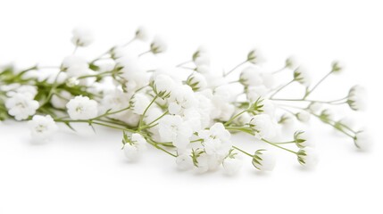 Delicate White Baby's Breath Flowers Bouquet Isolated on White Background