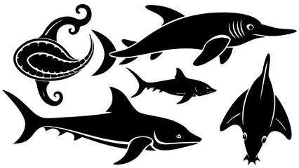 Vector Silhouette Animal Sets – Minimal Black Silhouettes on White Background