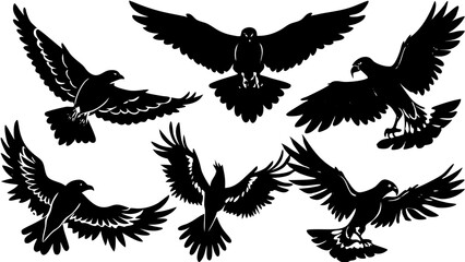 Vector Silhouette Animal Sets – Minimal Black Silhouettes on White Background