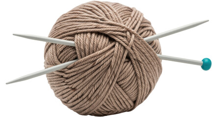 Isolated Yarn Ball with Knitting Needles