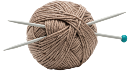 Isolated Yarn Ball with Knitting Needles