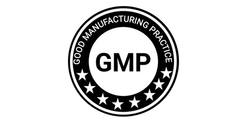 Obraz premium GMP Certified Seal Badge Logo – Good Manufacturing Practice Approved Symbol PNG