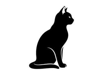 A simple, black silhouette of a seated cat