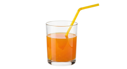 Isolated Orange Juice Glass with Straw