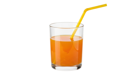 Isolated Orange Juice Glass with Straw