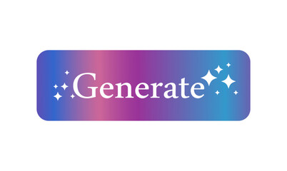 AI generate button with purple-blue gradient and magic stars, modern UI design can be used for  digital interfaces,ui,ux