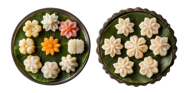 Set of Imarti sweets in flower shapes isolated on transparent or white background