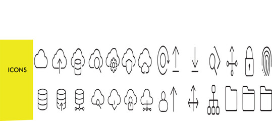 Cloud Computing Icon Set – Server, Network & Data Storage Symbols