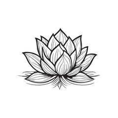 Minimalist water lily or lotus logo icon