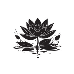 Minimalist water lily or lotus logo icon
