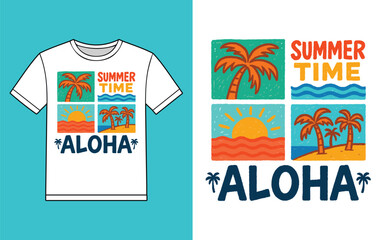 Summer aloha t shirt design vector illustration