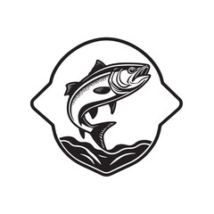 Minimalist Fish Label or Badge Logotype Icon
