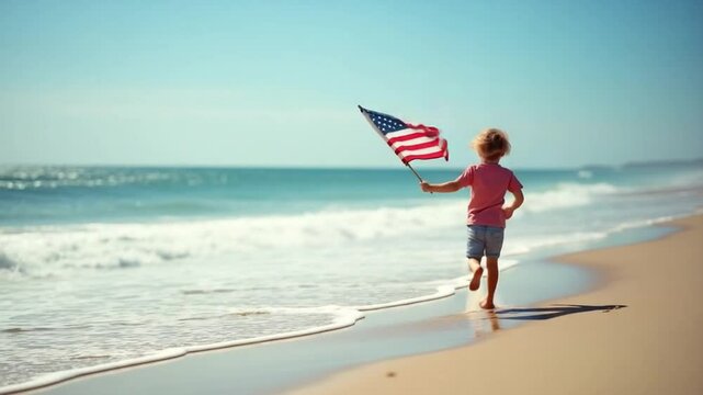 Patriotic Kid at the Beach on July 4th

