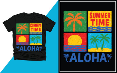 Retro summer vibes aloha t shirt design vector illustration