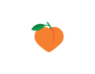 Peach vector emoticon. Peach emoji illustration. Color peach icon