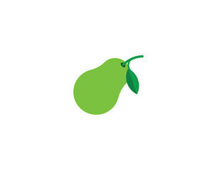 Pear vector emoticon. Pear emoji illustration. Color pear icon