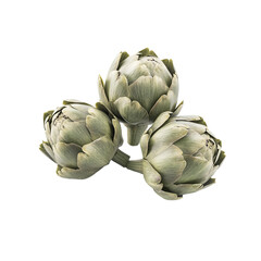 Obraz premium Three artichokes together on black background fresh food healthy eating vegetarian cuisine