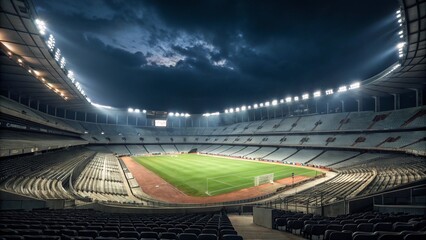 A football stadium at night