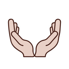 Fototapeta premium Two cupped hands holding something unseen open palms