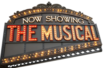 Now showing the musical broadway theater sign