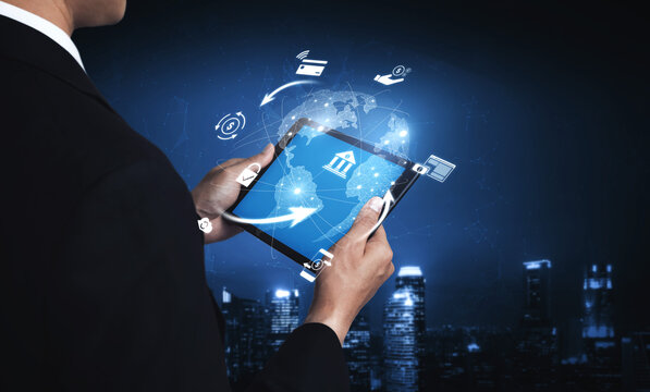 Worldwide digital payment network showing secure financial transactions. Digital payment supports transfer, digital payment ensures security, boosts convenience, drives global finance. Vouch