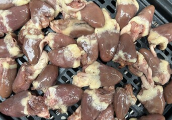 Raw chicken hearts