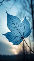 Obraz premium autumn leaves on blue background