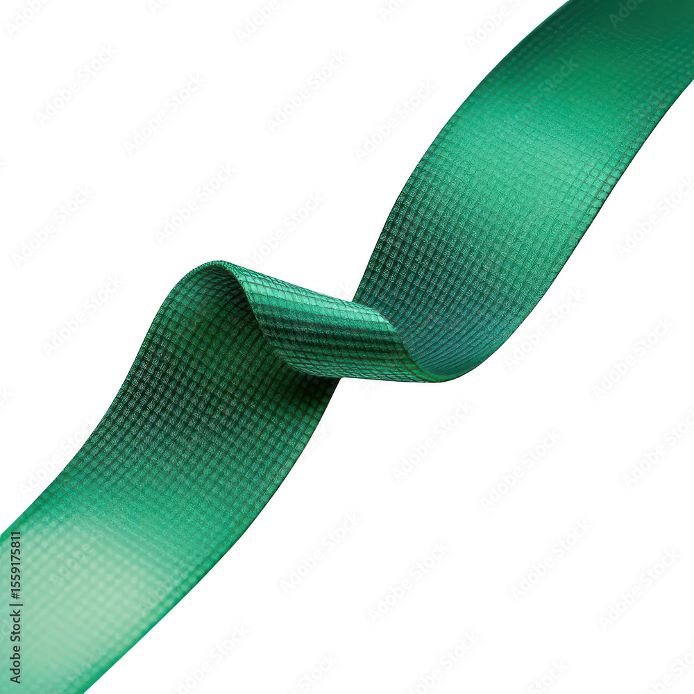 Poster emerald green ribbon swirl: a vibrant emerald green ribbon elegantly swirls, creating a dynamic and 
