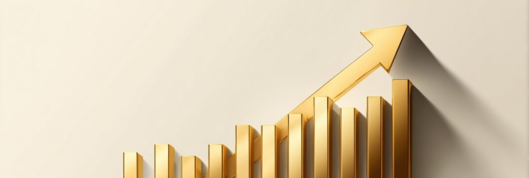 Upward Trend Illustrated With a Golden Arrow on a Clean Infographic Backdrop Highlighting Growth in Business Metrics