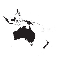 Political and geographical map of Australia and Oceania with countries, borders, capitals, and islands

