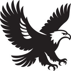 Soaring eagle silhouette powerful black and white, Majestic bird of prey in flight