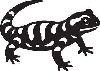 Salamander silhouette black and white style, Amphibian vector art minimal sketch