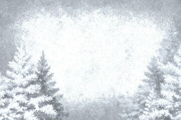 Obraz premium Winter Forest Illustration with Snowy Trees