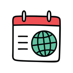 desktop calendar with globe icon