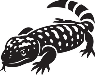 Gila monster silhouette negative space design, Bold reptile illustration in clean style