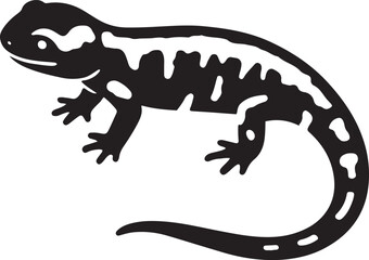Decorative salamander illustration black and white, Spotted reptile silhouette for design