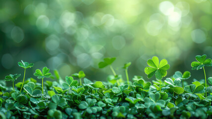  green clover leaves on a summer landscape background.png