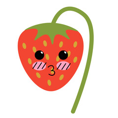strawberry kawaii character in doodle style. elements for mascot decor postcard design print sticker poster background