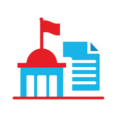 Obraz premium vector illustration of flag and document icons governmental 