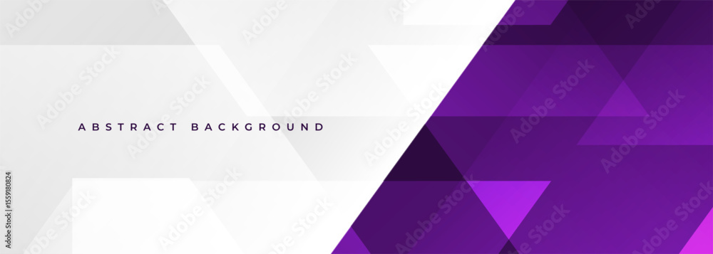 Poster white and purple modern abstract wide banner with geometric shapes. dark violet and white abstract b