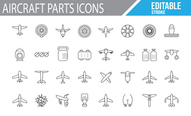 Aircraft Parts and Aviation Icons for Flight Systems, Maintenance, and Design