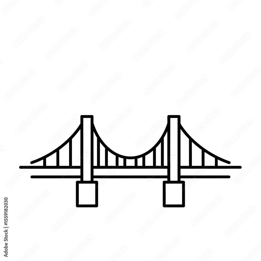 Aufkleber a simple line drawing of a bridge with a dollar sign floating above it on a white background